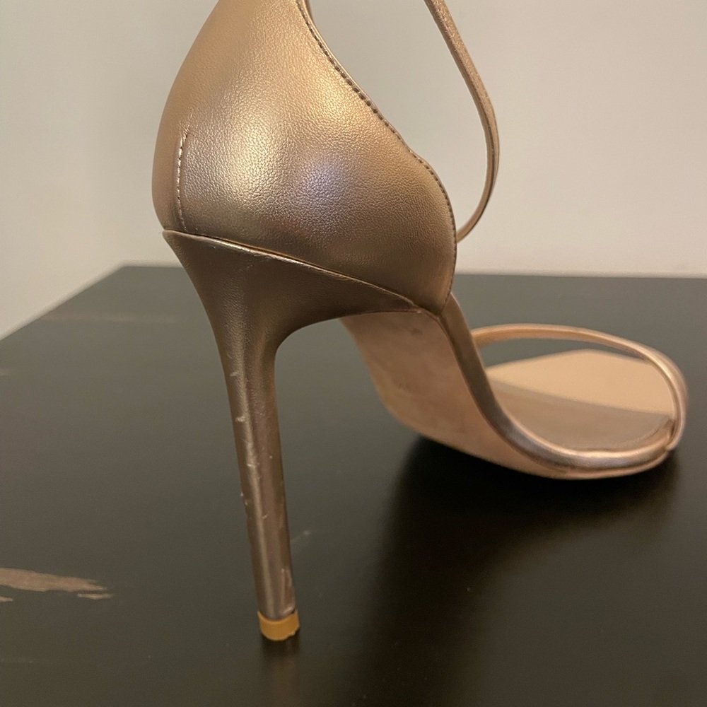 YSL Yves Saint Laurent Metallic Rose Gold Leather Amber Sandals Size 39.5 - Picture 11 of 16
